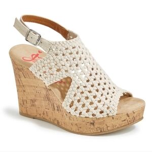 Jellypop Woven Slingback Wedge Sandals - Cream